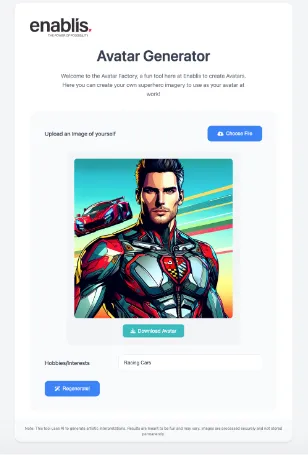 Final generated superhero avatar example